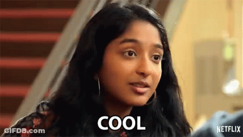 A Close Up Of A Woman 'S Face With The Words Cool Written On It . GIF