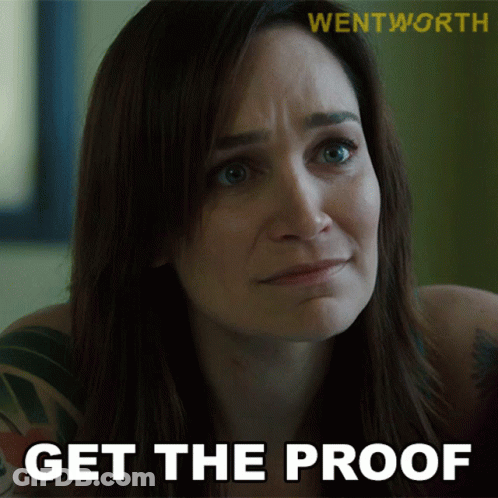 A Close Up Of A Woman 'S Face With The Words Get The Proof Below It GIF