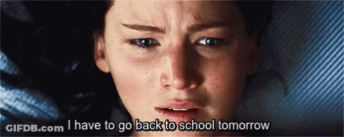 Woman's Face Saying I Have To Go Back To School GIF