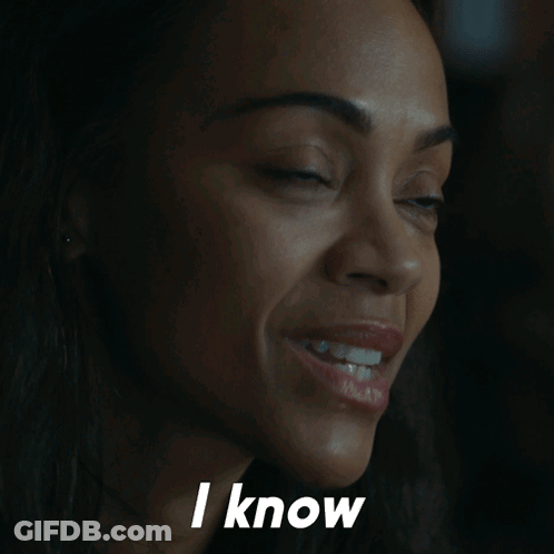 A Close Up Of A Woman 'S Face With The Words " I Know " On The Bottom GIF