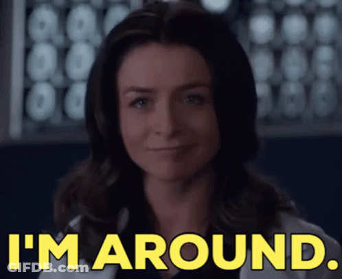 Close Up Of Woman's Face With I'm Around Text GIF