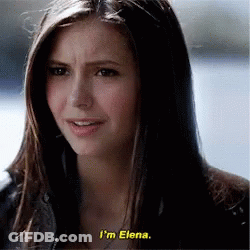 A Close Up Of A Woman 'S Face With The Words " I 'M Elena " On The Bottom GIF