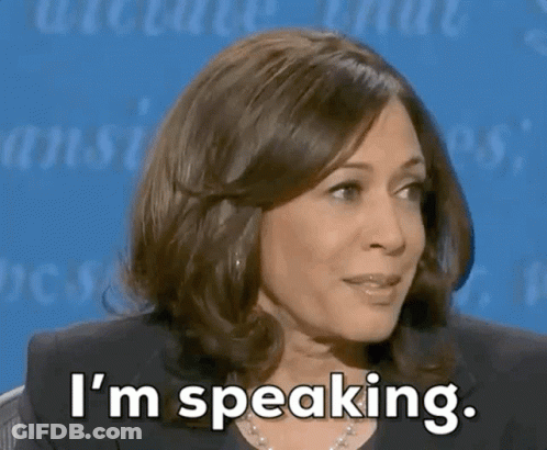A Close Up Of A Woman 'S Face With The Words I 'M Speaking . GIF