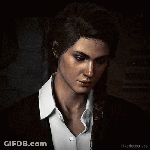 A Close Up Of A Woman 'S Face With The Words Ilikedetectives On The Bottom GIF