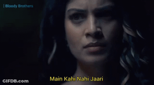 A Close Up Of A Woman 'S Face With The Words Main Kahi Nahi Jaari On The Bottom GIF