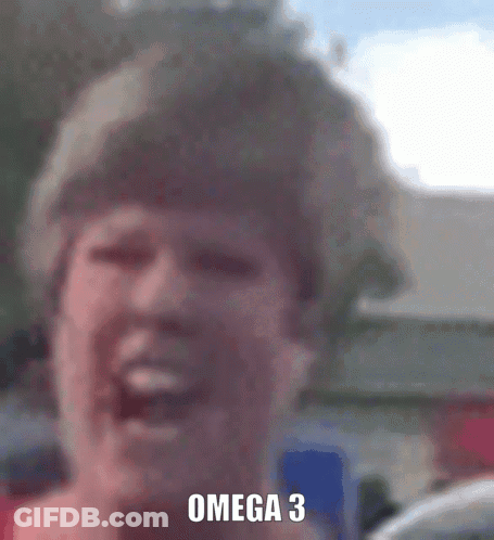 A Close Up Of A Woman 'S Face With The Words Omega 3 Written On It GIF