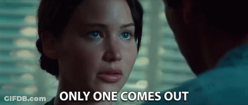 A Close Up Of A Woman 'S Face With The Words Only One Comes Out Below It GIF
