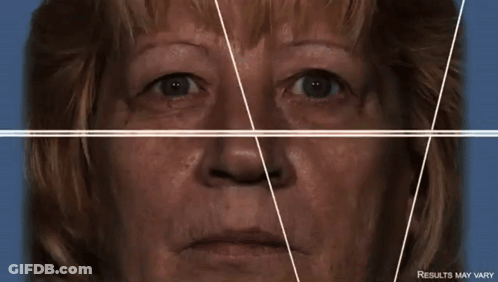 A Close Up Of A Woman 'S Face With The Words Results May Vary GIF
