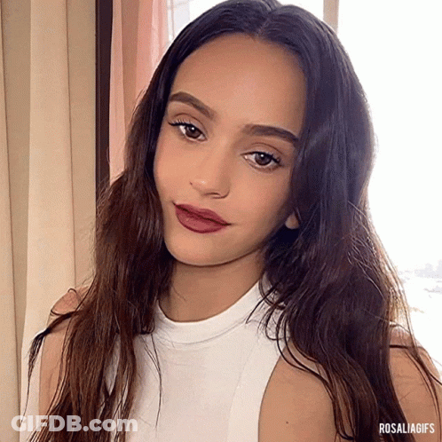 A Close Up Of A Woman 'S Face With The Words Rosaliagifs Below It GIF