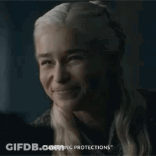 A Close Up Of A Woman 'S Face With The Words Sweeping Protections On The Bottom GIF