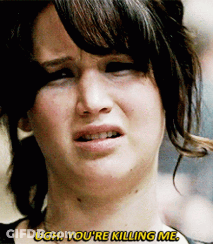 A Close Up Of A Woman 'S Face With The Words Ugh You 'Re Killing Me GIF