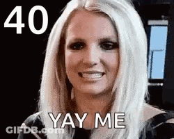 A Close Up Of A Woman 'S Face With The Words `` Yay Me '' Written On It . GIF