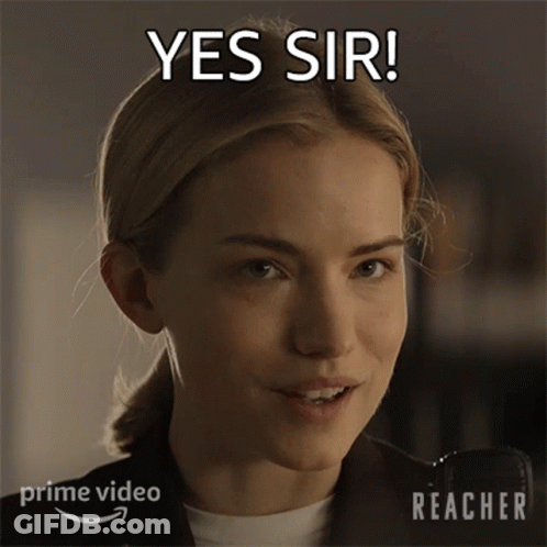 Close Up Of Woman's Face With Yes Sir Text GIF