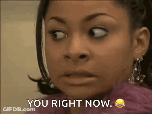 A Close Up Of A Woman 'S Face With The Words You Right Now Below It GIF