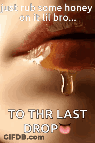 A Close Up Of A Woman 'S Mouth With Honey Dripping From It GIF