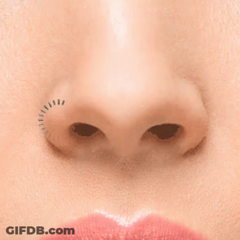 A Close Up Of A Woman 'S Nose With A Few Lashes Visible GIF
