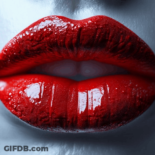 A Close Up Of A Woman 'S Red Lips GIF