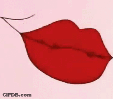 A Close Up Of A Woman 'S Red Lips With A Smiling Face . GIF
