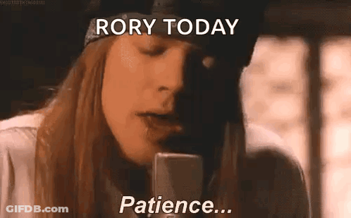 A Close Up Of A Woman Singing Into A Microphone With The Words Rory Today Patience Written Above Her . GIF