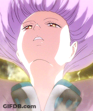 A Close Up Of A Woman With Purple Hair GIF