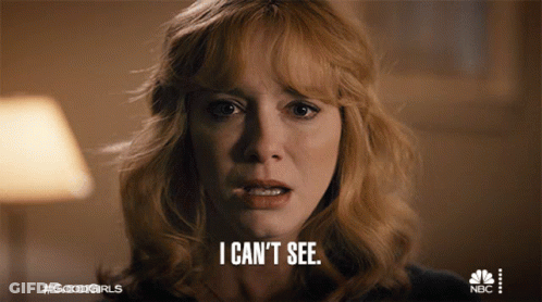 A Close Up Of A Woman With The Words I Can 'T See GIF