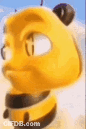 A Close Up Of A Yellow Cartoon Character 'S Face With A Collar . GIF