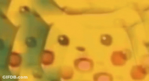 A Close Up Of A Yellow Cartoon Character 'S Face With A Surprised Look On Its Face . GIF