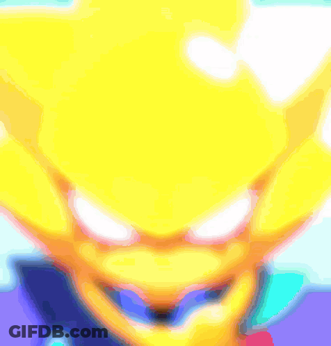 A Close Up Of A Yellow Cartoon Character 'S Face With Red Eyes GIF