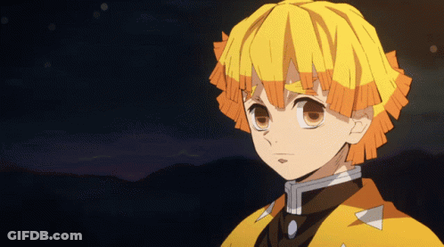 A Close Up Of A Yellow Haired Anime Character With A Black Background GIF