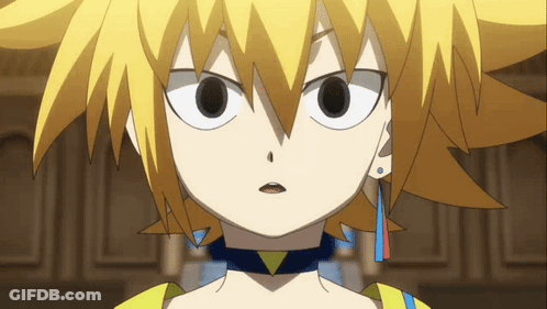 A Close Up Of A Yellow Haired Anime Character With A Choker Around Her Neck GIF