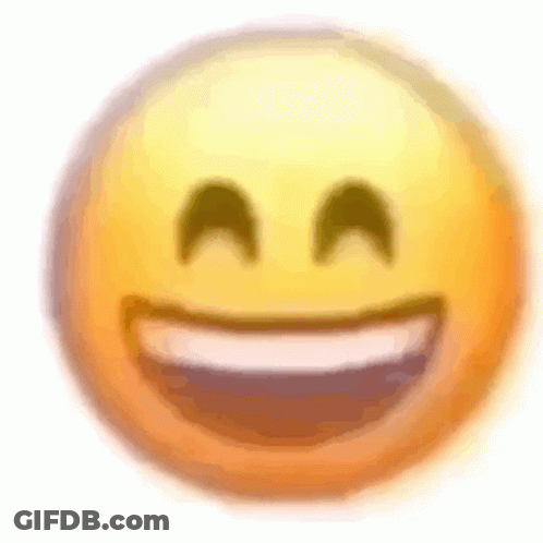 A Close Up Of A Yellow Smiley Face With A Big Smile On A White Background . GIF