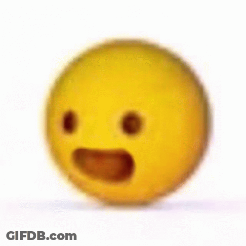 A Close Up Of A Yellow Smiley Face With A Surprised Expression On A White Background . GIF