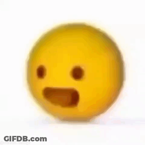 A Close Up Of A Yellow Smiley Face With A Surprised Look On Its Face On A White Background . GIF