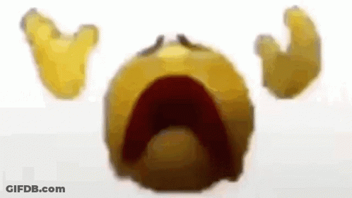 A Close Up Of A Yellow Smiley Face With Its Mouth Open And Tears Coming Out Of It . GIF