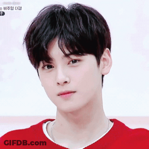 A Close Up Of A Young Man 'S Face With A Red Sweater GIF