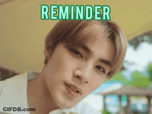 A Close Up Of A Young Man 'S Face With The Words Reminder Above Him GIF