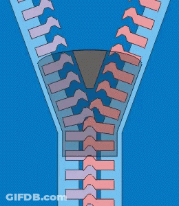 A Close Up Of A Zipper With Arrows Pointing In Different Directions GIF