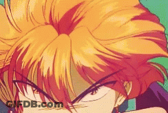 A Close Up Of An Anime Character With Orange Hair GIF