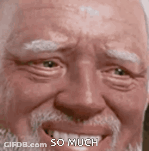 A Close Up Of An Elderly Man 'S Face With A Beard And The Words `` So Much '' Written On It . GIF