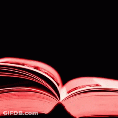 A Close Up Of An Open Book With Red Pages GIF