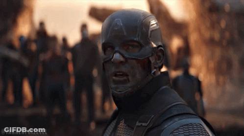 A Close Up Of Captain America 'S Face With A Tannerfrizzell Watermark GIF