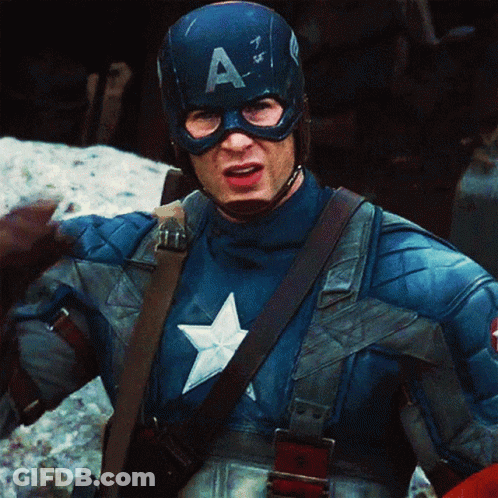 A Close Up Of Captain America Wearing A Helmet That Has The Letter A On It GIF