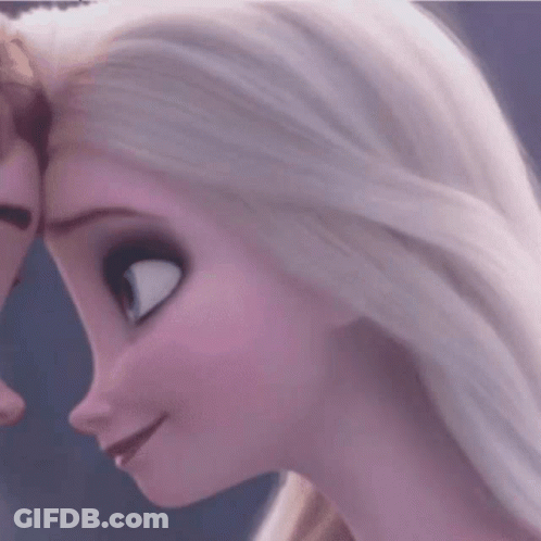 A Close Up Of Elsa 'S Face From The Movie Frozen Ii . GIF