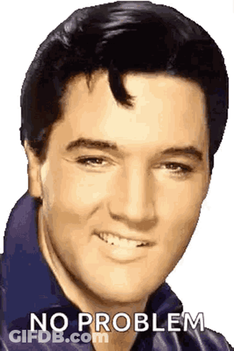 A Close Up Of Elvis Presley 'S Face With The Words No Problem Below It GIF