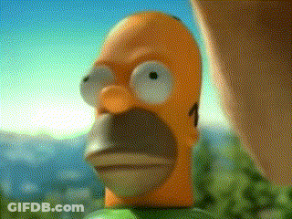 A Close Up Of Homer Simpson 'S Face With A Blue Sky In The Background GIF