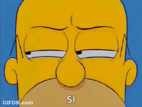 A Close Up Of Homer Simpson 'S Face With His Eyes Closed And The Word Si Written On The Bottom . GIF