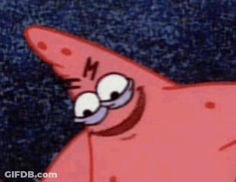 A Close Up Of Patrick Star From Spongebob Squarepants With A Funny Face . GIF