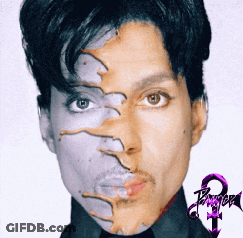 A Close Up Of Prince 'S Face With The Word Prince On The Bottom Right GIF