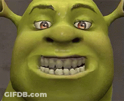 A Close Up Of Shrek 'S Face With A Big Smile On It . GIF