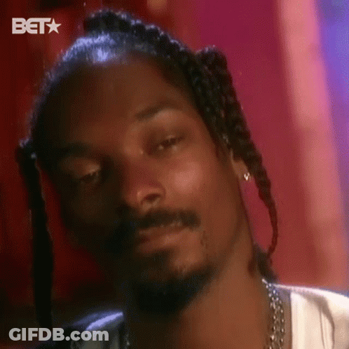 A Close Up Of Snoop Dogg With Braids And A Beard Looking At The Camera . GIF